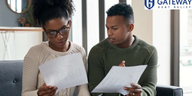 A couple discussing their credit card debt